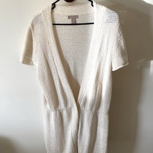 White Short Sleeve Cardigan
